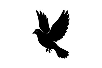 Obraz premium Black Silhouette of a Dove Flying 