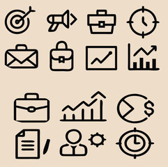 Business icons for planning growth and communication vector