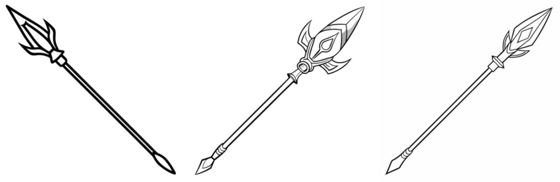  Long Spear Coloring Book Page Outline Design