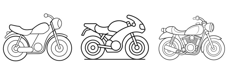 Motorcycle Coloring Book Page - Outline Line Art