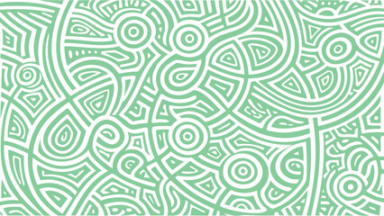 Intricate light green and white pattern with circles and geometric shapes abstract design art