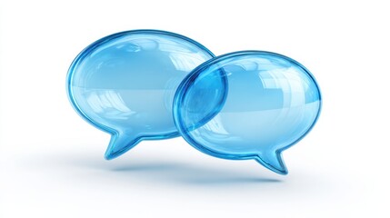 Two green overlapping glass speech bubbles on white background. UI interface element.