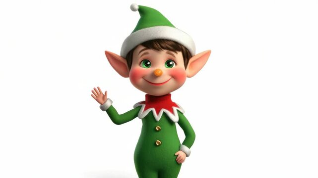 A digital illustration of a cheerful elf wearing a holiday sweater and hat, suitable as a festive decorative item or children's toy.