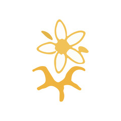 Simple, stylized illustration of a golden flower with a gold stem.