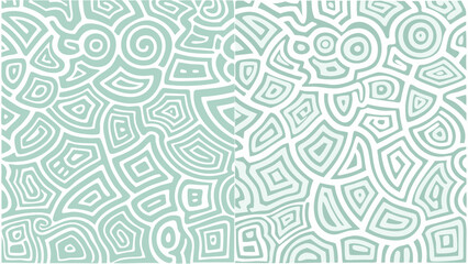 Abstract pattern with concentric shapes and organic lines in light green and white color scheme design