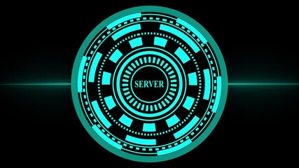 abstract technology background of a server core processing data,high-tech server animation with circular data visualization  animation on black background - Powered by Adobe