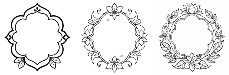 Obraz premium Ornate Floral Frame Coloring Book Page Outline