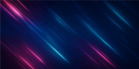 Abstract Neon Lights: Dynamic diagonal streaks of vibrant pink and blue neon light crisscross a dark background, creating a futuristic and energetic visual effect. 