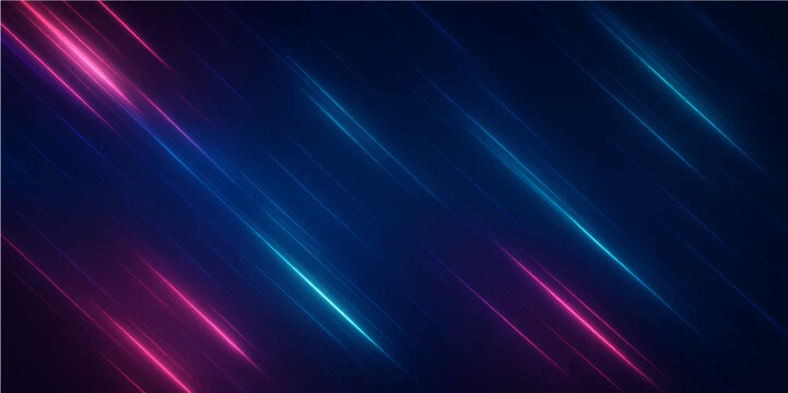 Abstract Neon Lights: Dynamic diagonal streaks of vibrant pink and blue neon light crisscross a dark background, creating a futuristic and energetic visual effect. 