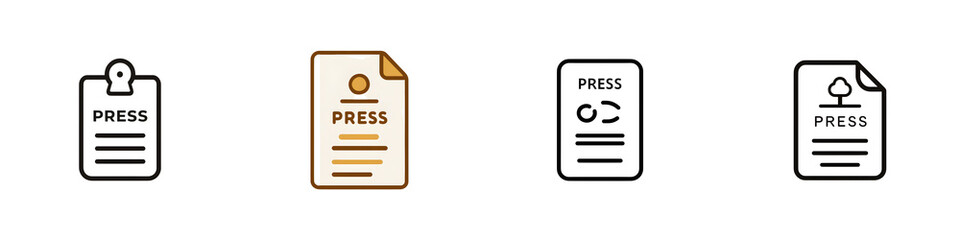 Press Badge Icon Set, Business Symbol - Isolated Illustration