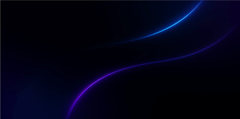 Abstract Energy Lines: a minimalist composition of vibrant blue and purple curved lines, artfully displayed against a deep black backdrop, evoking a sense of fluidity and dynamic movement.