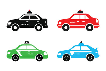 Fototapeta premium Police Car Vehicle Silhouette Vector Illustration