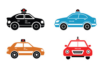 Fototapeta premium Police Car Vehicle Silhouette Vector Illustration