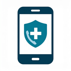 Mobile phone with health protection icon symbolizing mental health support and telehealth services for well being and medical assistance