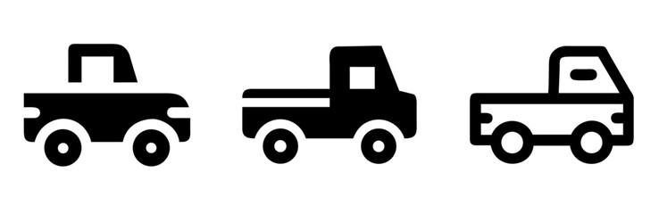 Fototapeta premium Pickup Truck Icon - Outline Vector Line Art
