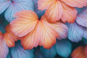 Vibrant pastel leaves shimmer under soft light in an enchanting garden