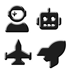set of black space icons