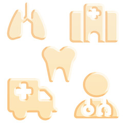 set of Cream color hospital icons