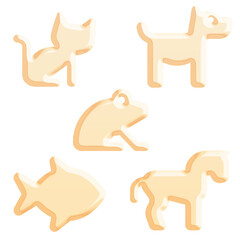 set of Cream color animal icons