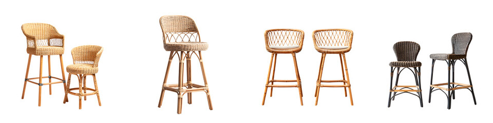 Rattan and Fabric Bar Stool Collection - Modern Interior Design
