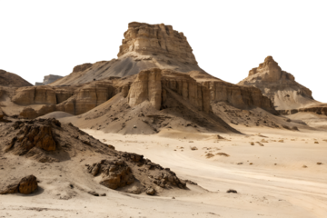 Arid desert landscapes reveal majestic rock mountains and scenic valleys under a vast sky, inviting travel to explore nature's dry, hot beauty