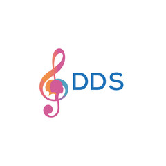 Obraz premium DDS “Colorful music logo with human faces and treble clef design” DDS Later Logo, “Creative music academy logo with silhouette heads and notes” 