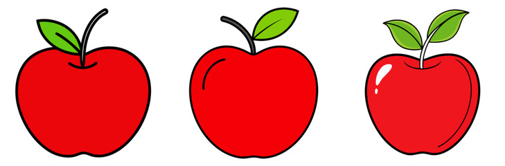 Red Apple Coloring Book Page - Outline Vector Line Art Design