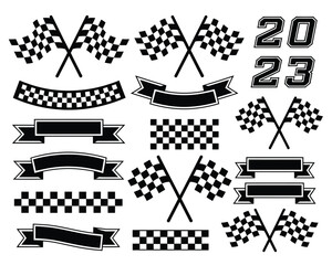 Minimalist Racing Theme Pack - Scattered Checkered Flags & Curved Banners.