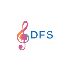 DFS “Creative music logo with human silhouettes and treble clef in gradient colors, DFS Later Logo, modern artistic design isolated on white background”

