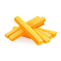 Minimalistic 2D flat icon featuring a cheddar sticks, clean vector design, simple illustration style, isolated on a white background, modern element in vector and EPS format.