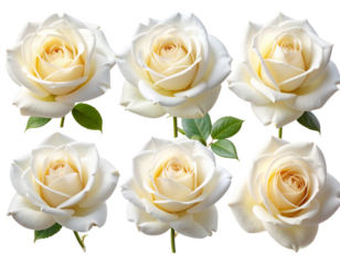 Abstract White Rose Flowers with Dreamy Glow and Painterly Style, isolated on transparent background PNG