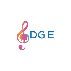 DGE “Creative music logo with human silhouettes and treble clef in gradient colors, DGE Later Logo, modern artistic design isolated on white background”

