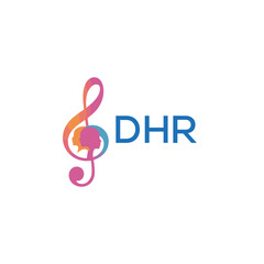 DHR “Creative music logo with human silhouettes and treble clef in gradient colors, DHR Later Logo, modern artistic design isolated on white background”
