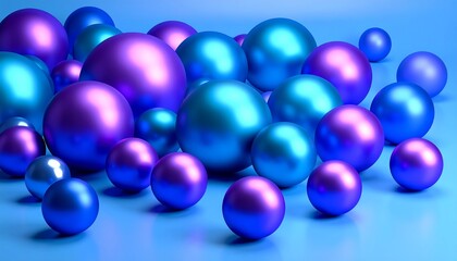 Shiny spheres in shades of blue and purple