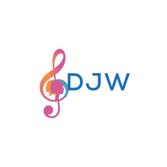 DJW &ldquo;Creative music logo with human silhouettes and treble clef in gradient colors, DJW Later Logo, modern artistic design isolated on white background&rdquo;
