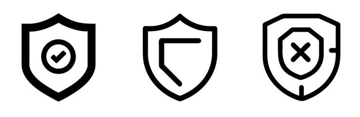 Obraz premium Shield Icon - Outline Vector Line Art