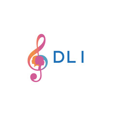 DLI “Creative music logo with human silhouettes and treble clef in gradient colors, DLI Later Logo, modern artistic design isolated on white background”
