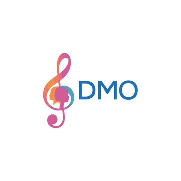 DMO &ldquo;Creative music logo with human silhouettes and treble clef in gradient colors, DMO Later Logo, modern artistic design isolated on white background&rdquo;
