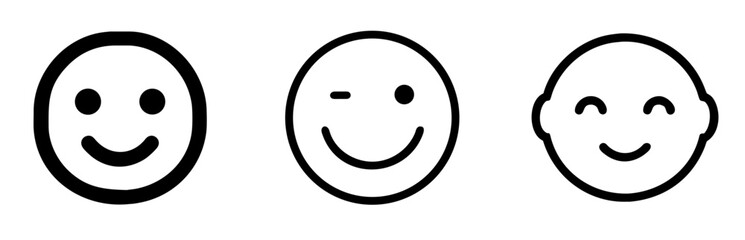 Obraz premium Smile Icon - Outline Vector Line Art