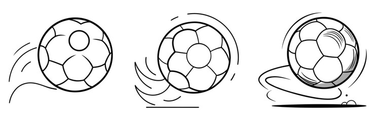 Soccer Ball Bouncing Coloring Book Page - Outline Vector Line Art