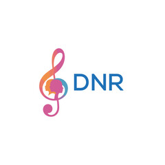 Fototapeta premium DNR “Creative music logo with human silhouettes and treble clef in gradient colors, DNR Later Logo, modern artistic design isolated on white background” 