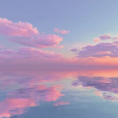 Fototapeta premium Tranquil Sunset Reflections Over a Calm Serene Water Surface