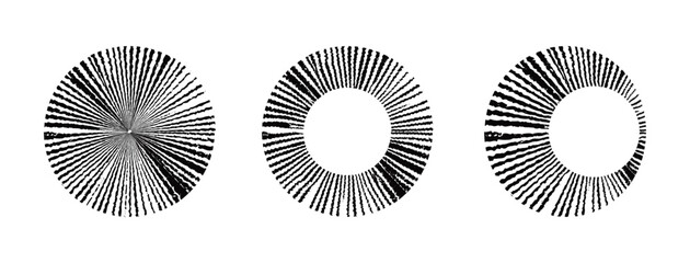 Radial Line Burst Circles &ndash; Distressed Circular Frames, Abstract Grunge Ring Elements
