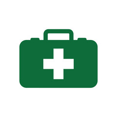Obraz premium Simple green medical kit with white cross, representing first aid and healthcare