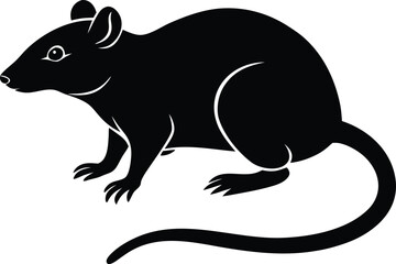 Beautiful Black Rat Vector Illustration Silhouette
