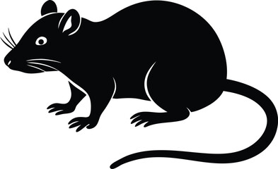 Beautiful Black Rat Vector Illustration Silhouette
