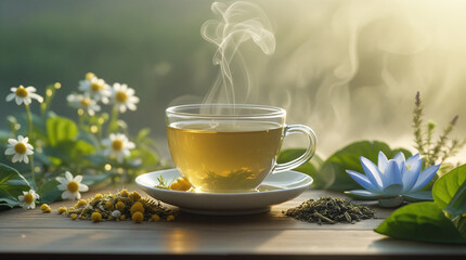 cup of tea with flowers