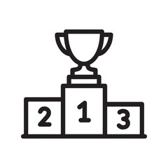 Winner Podium Icon with Trophy for Sports Victory and Ranking Success