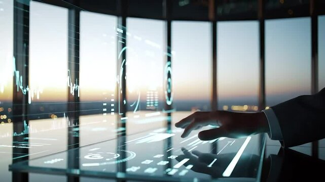 Scientist Interacting with Holographic Molecular Structure in Modern High-Tech Office
 - Powered by Adobe