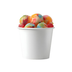 Colorful Sugar Coated Candy Balls in White Cup